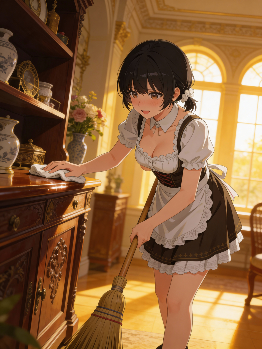 ディアンドルを着た女の子（おしごと中）