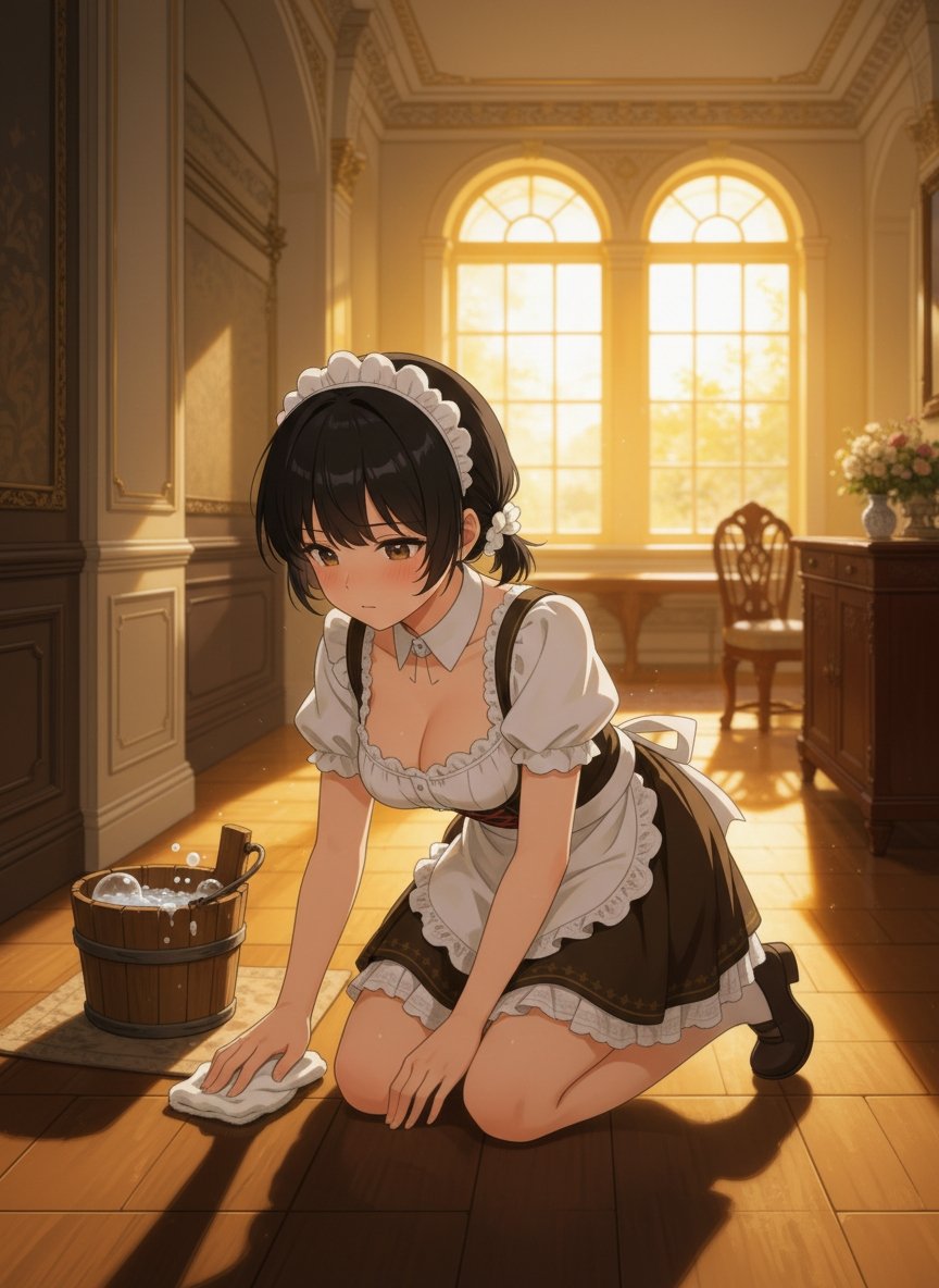 ディアンドルを着た女の子（おしごと中）