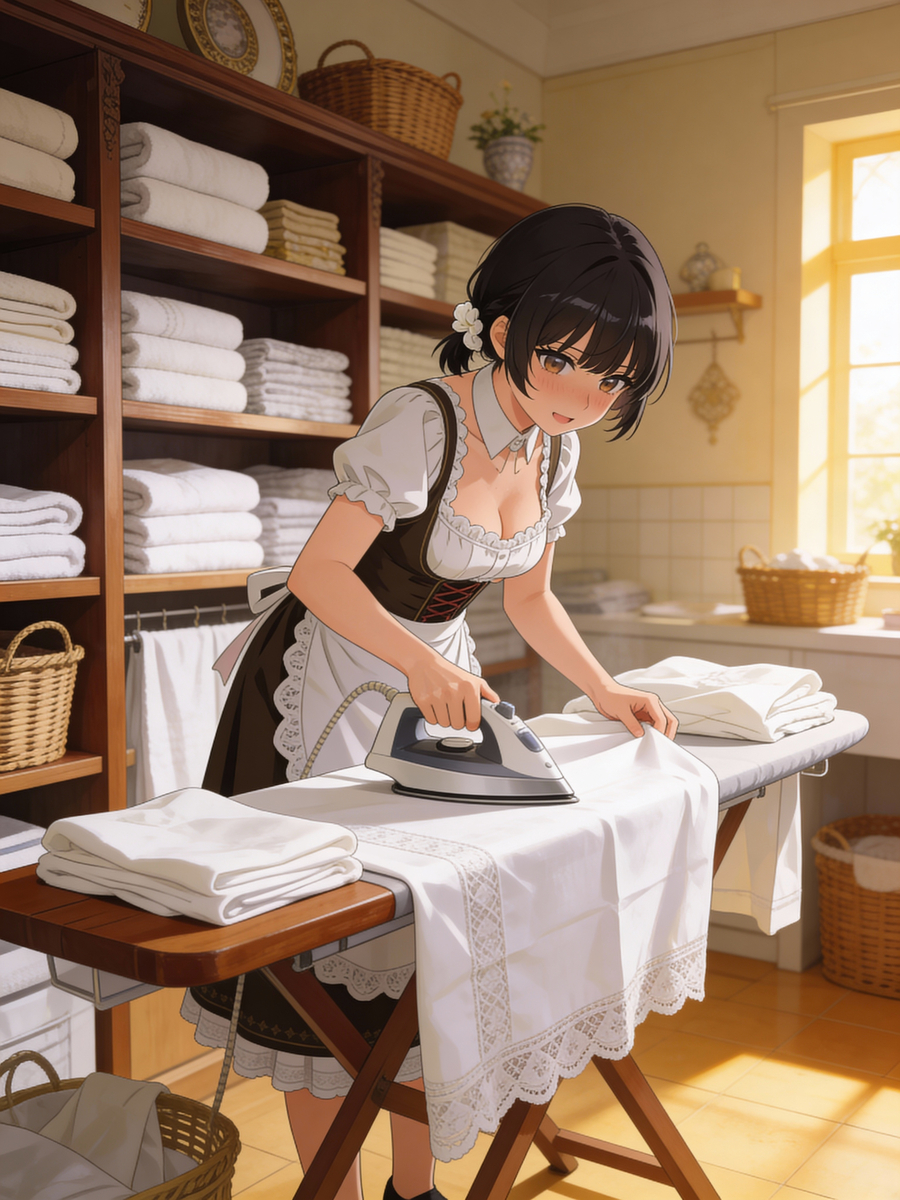 ディアンドルを着た女の子（おしごと中）