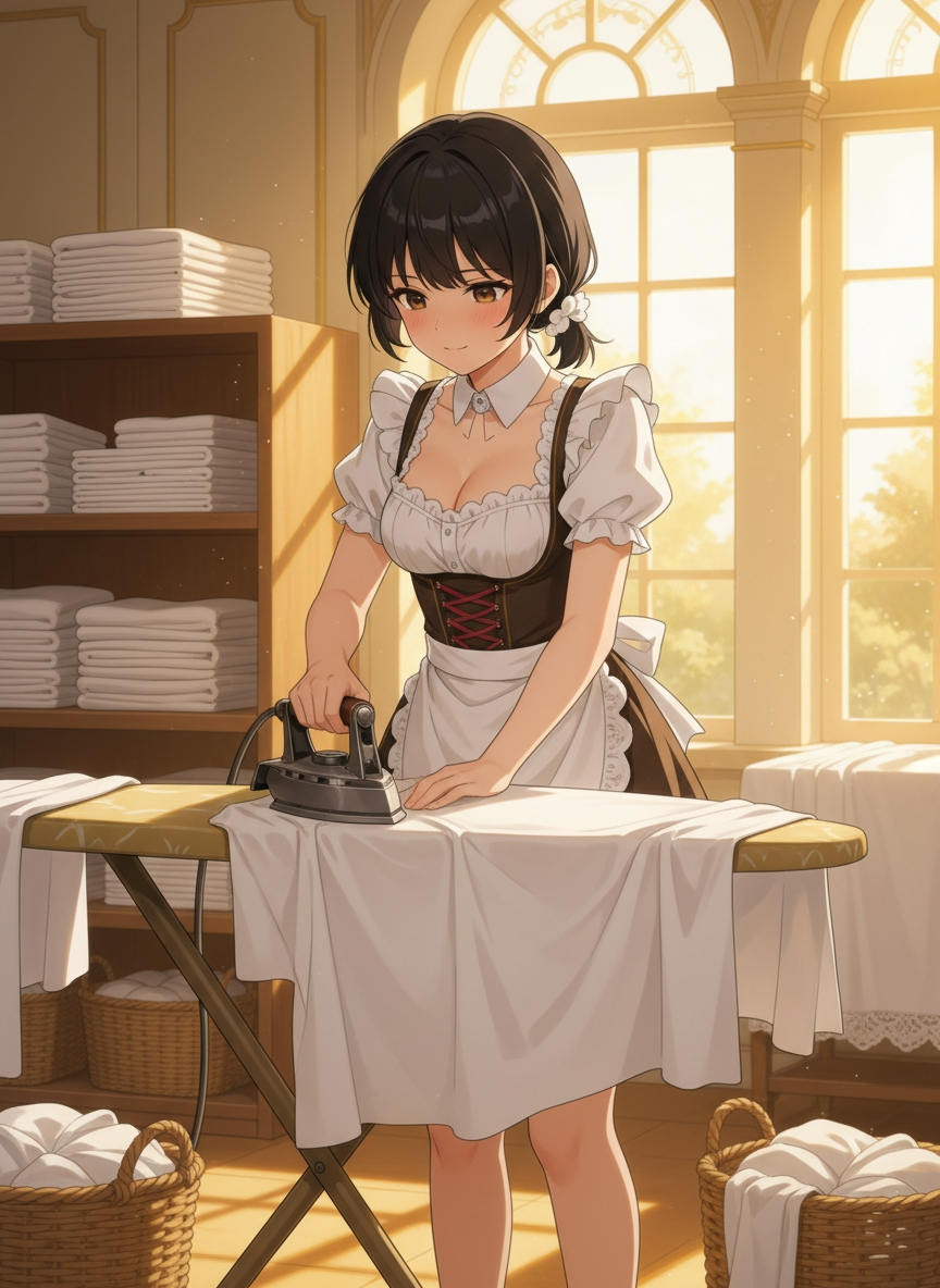 ディアンドルを着た女の子（おしごと中）