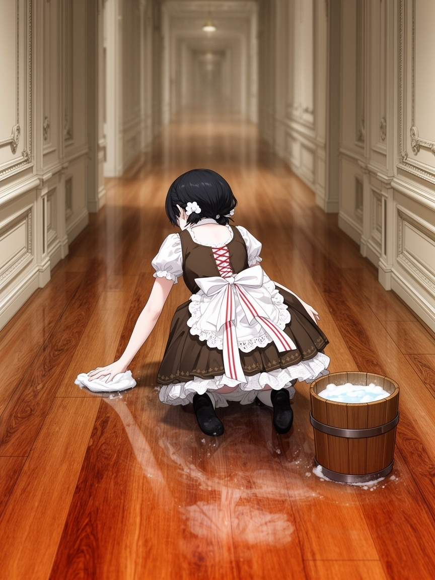 ディアンドルを着た女の子（おしごと中）